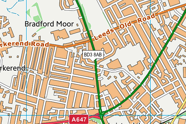 BD3 8AB map - OS VectorMap District (Ordnance Survey)