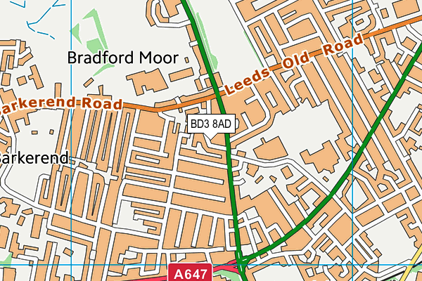 BD3 8AD map - OS VectorMap District (Ordnance Survey)