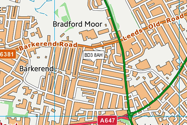 BD3 8AH map - OS VectorMap District (Ordnance Survey)