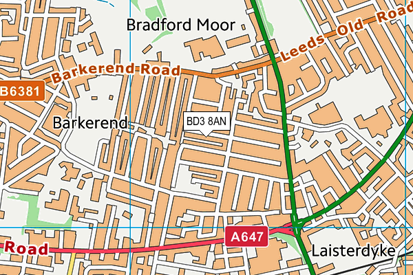 BD3 8AN map - OS VectorMap District (Ordnance Survey)