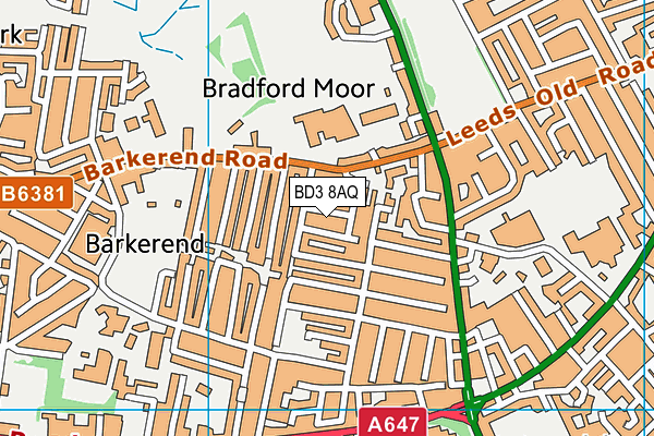 BD3 8AQ map - OS VectorMap District (Ordnance Survey)