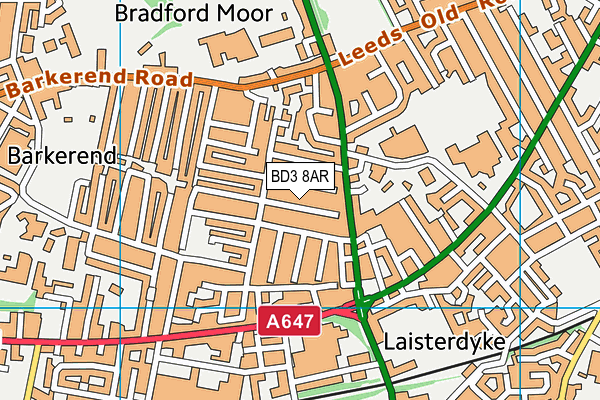 BD3 8AR map - OS VectorMap District (Ordnance Survey)