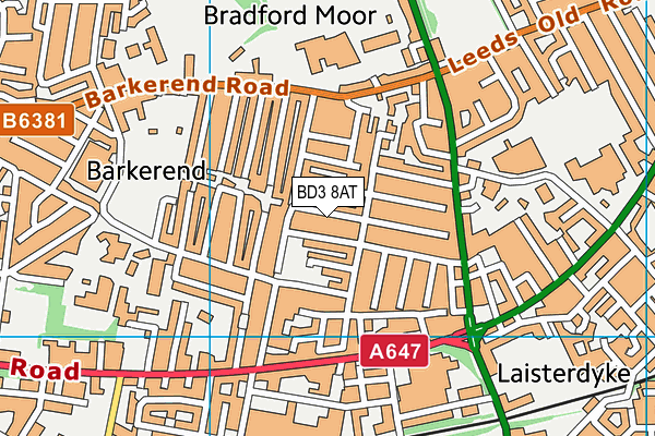 BD3 8AT map - OS VectorMap District (Ordnance Survey)