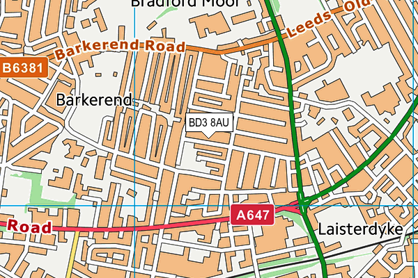 BD3 8AU map - OS VectorMap District (Ordnance Survey)