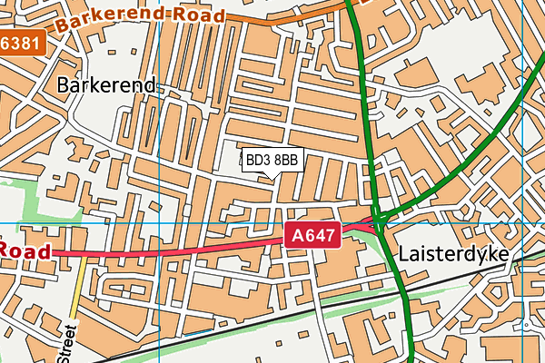 BD3 8BB map - OS VectorMap District (Ordnance Survey)