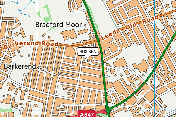 BD3 8BN map - OS VectorMap District (Ordnance Survey)