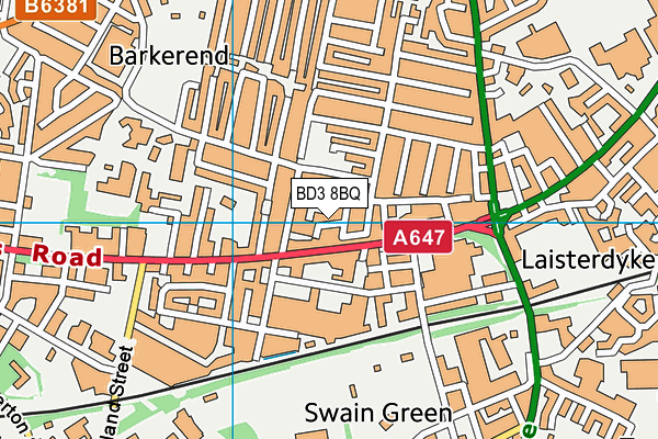 BD3 8BQ map - OS VectorMap District (Ordnance Survey)