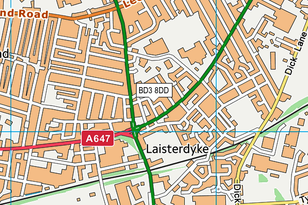 BD3 8DD map - OS VectorMap District (Ordnance Survey)