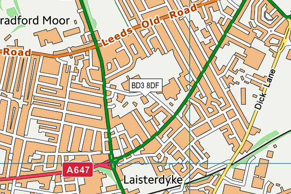 BD3 8DF map - OS VectorMap District (Ordnance Survey)