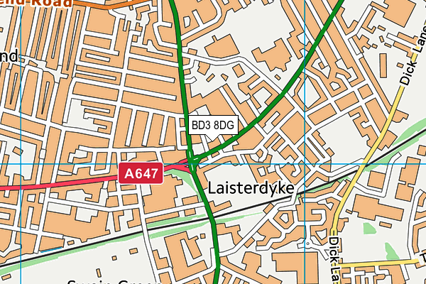BD3 8DG map - OS VectorMap District (Ordnance Survey)