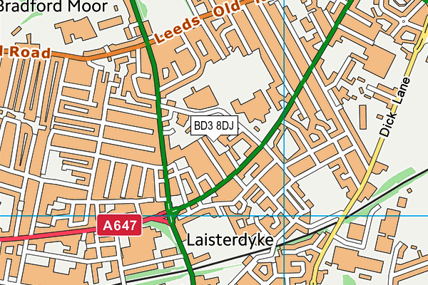 BD3 8DJ map - OS VectorMap District (Ordnance Survey)