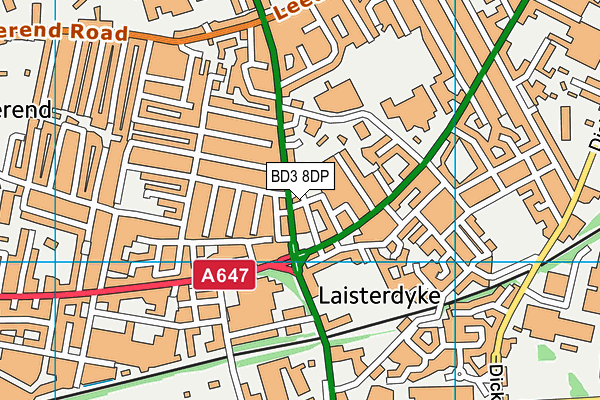 BD3 8DP map - OS VectorMap District (Ordnance Survey)