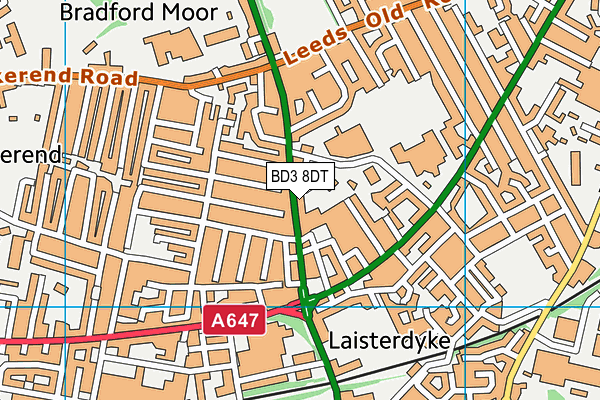 BD3 8DT map - OS VectorMap District (Ordnance Survey)