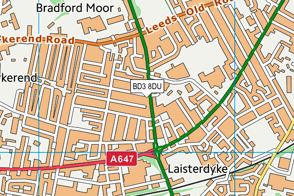 BD3 8DU map - OS VectorMap District (Ordnance Survey)