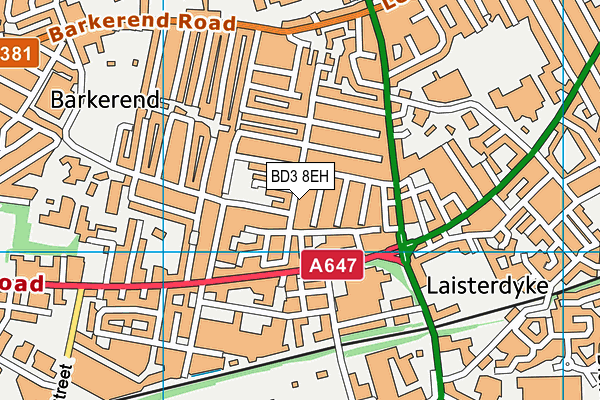 BD3 8EH map - OS VectorMap District (Ordnance Survey)