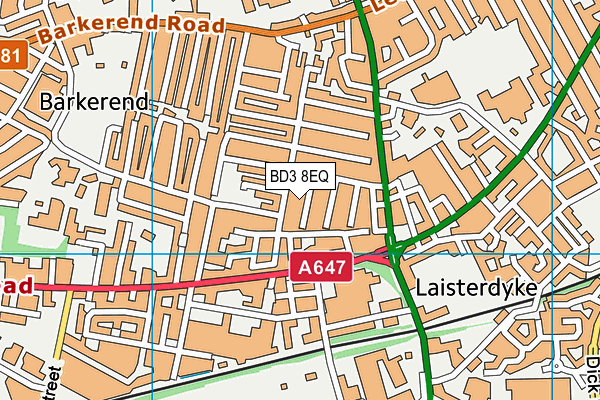 BD3 8EQ map - OS VectorMap District (Ordnance Survey)