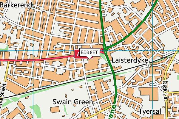 BD3 8ET map - OS VectorMap District (Ordnance Survey)