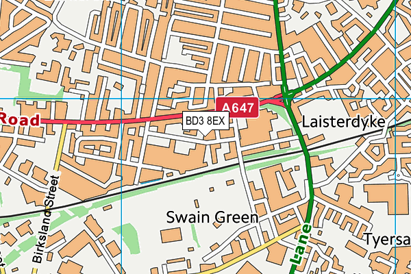 BD3 8EX map - OS VectorMap District (Ordnance Survey)