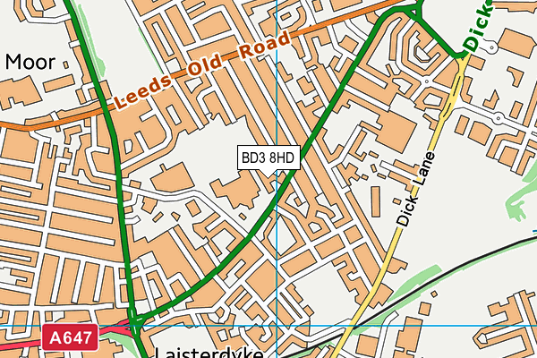 BD3 8HD map - OS VectorMap District (Ordnance Survey)