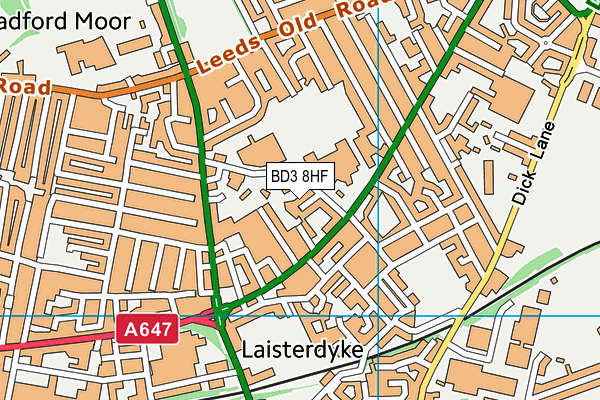 BD3 8HF map - OS VectorMap District (Ordnance Survey)