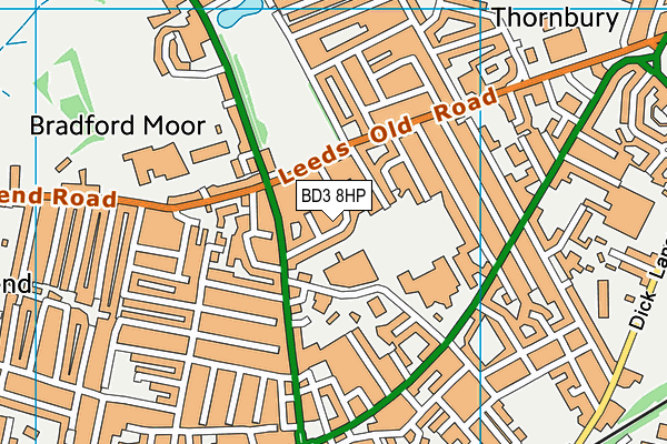 BD3 8HP map - OS VectorMap District (Ordnance Survey)