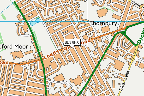 BD3 8HX map - OS VectorMap District (Ordnance Survey)