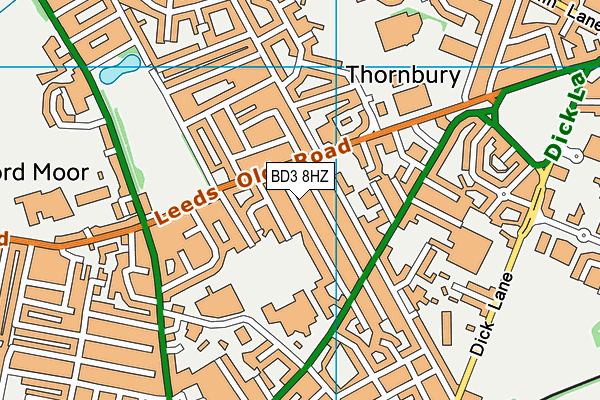 BD3 8HZ map - OS VectorMap District (Ordnance Survey)