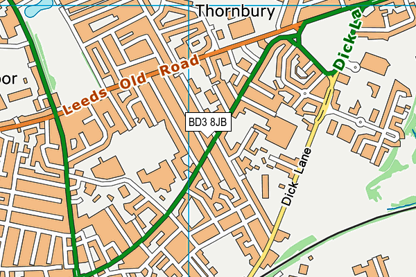 BD3 8JB map - OS VectorMap District (Ordnance Survey)