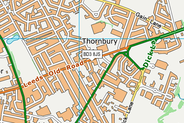 BD3 8JS map - OS VectorMap District (Ordnance Survey)