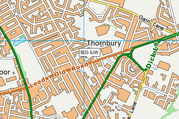 BD3 8JW map - OS VectorMap District (Ordnance Survey)