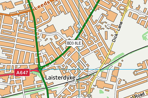 BD3 8LE map - OS VectorMap District (Ordnance Survey)