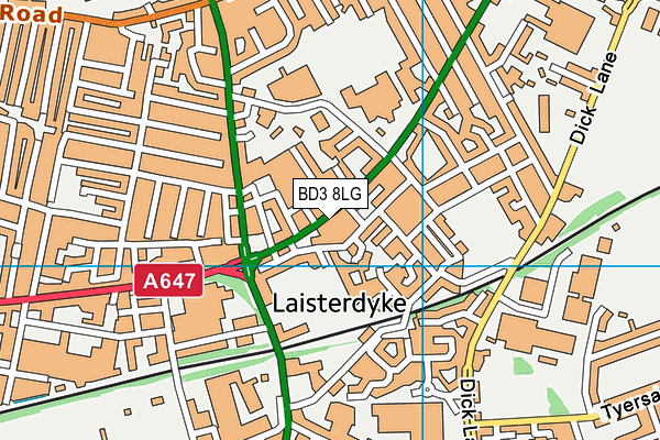 BD3 8LG map - OS VectorMap District (Ordnance Survey)