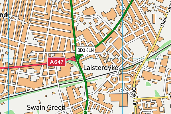 BD3 8LN map - OS VectorMap District (Ordnance Survey)
