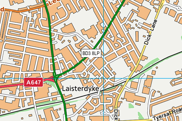 BD3 8LP map - OS VectorMap District (Ordnance Survey)