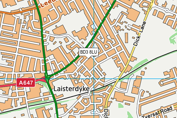 BD3 8LU map - OS VectorMap District (Ordnance Survey)