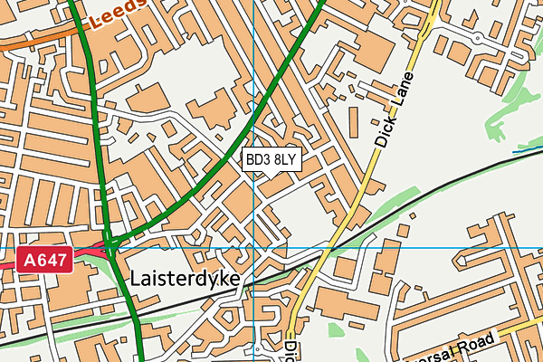 BD3 8LY map - OS VectorMap District (Ordnance Survey)