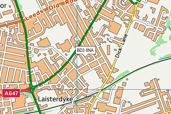 BD3 8NA map - OS VectorMap District (Ordnance Survey)