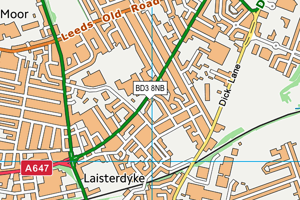 BD3 8NB map - OS VectorMap District (Ordnance Survey)