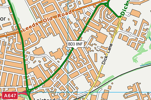 BD3 8NF map - OS VectorMap District (Ordnance Survey)