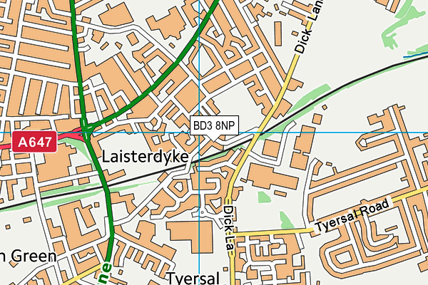 BD3 8NP map - OS VectorMap District (Ordnance Survey)