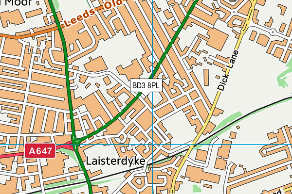 BD3 8PL map - OS VectorMap District (Ordnance Survey)