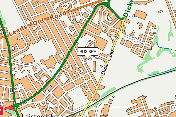 BD3 8PP map - OS VectorMap District (Ordnance Survey)