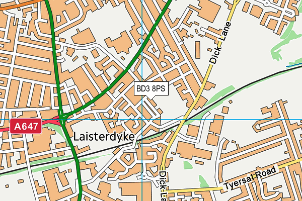 BD3 8PS map - OS VectorMap District (Ordnance Survey)