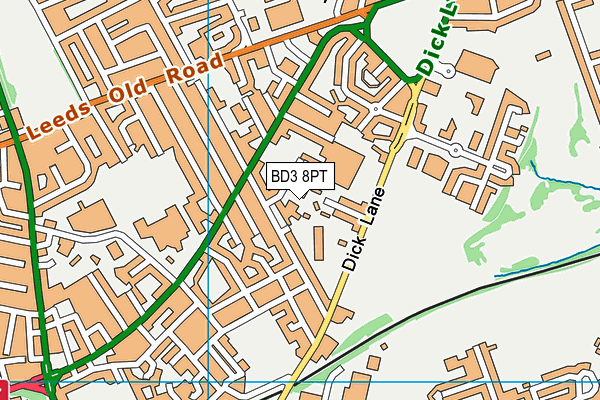 BD3 8PT map - OS VectorMap District (Ordnance Survey)