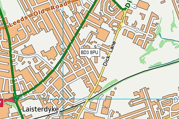 BD3 8PU map - OS VectorMap District (Ordnance Survey)