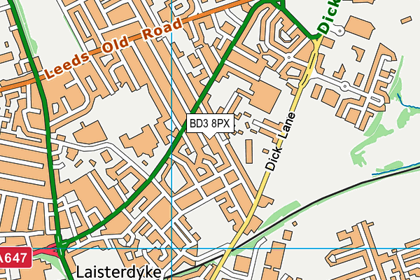 BD3 8PX map - OS VectorMap District (Ordnance Survey)