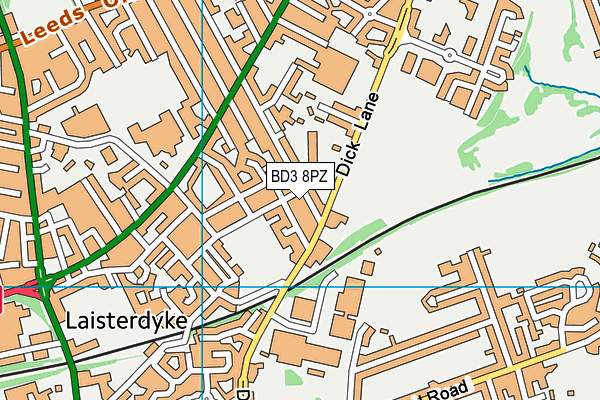 BD3 8PZ map - OS VectorMap District (Ordnance Survey)