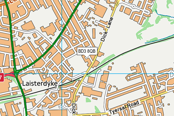 BD3 8QB map - OS VectorMap District (Ordnance Survey)