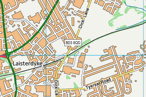 BD3 8QD map - OS VectorMap District (Ordnance Survey)