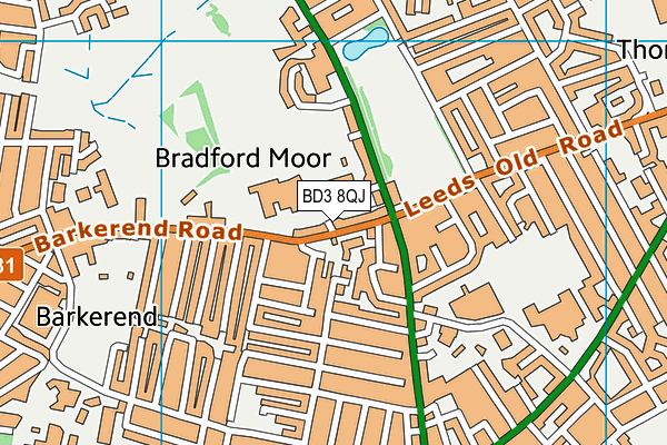 BD3 8QJ map - OS VectorMap District (Ordnance Survey)